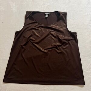 Catherines Womens‎ Brown Metallic Sparkle Tank Top Plus Size 1X 18W